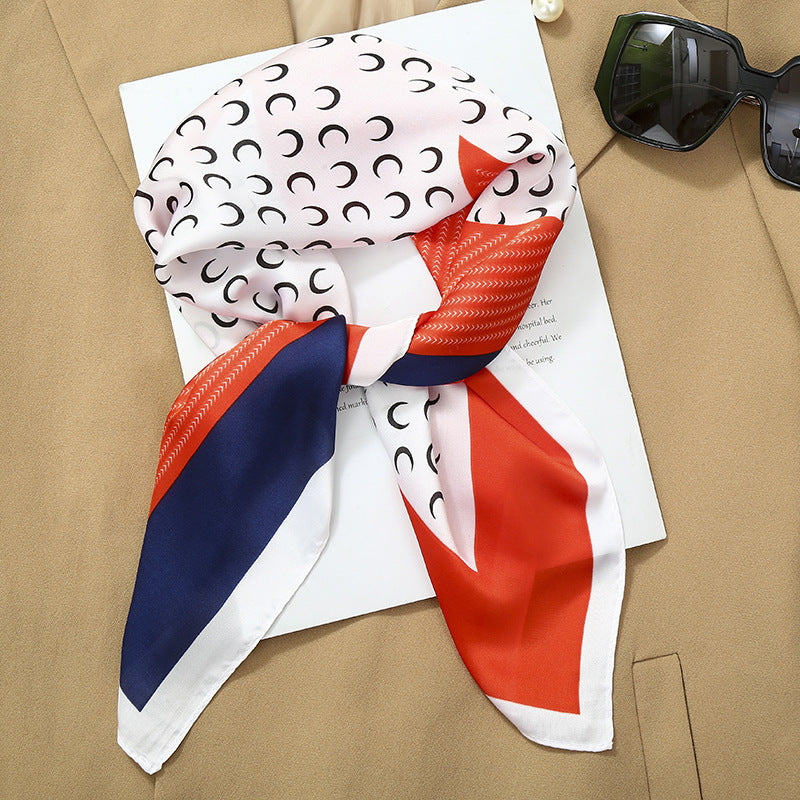 70*70 Striped Silk Scarf Women'S Small Square Scarf Korean Style Versatile Professional Small Scarf Summer Thin Decorative Scarf