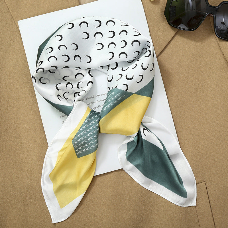 70*70 Striped Silk Scarf Women'S Small Square Scarf Korean Style Versatile Professional Small Scarf Summer Thin Decorative Scarf