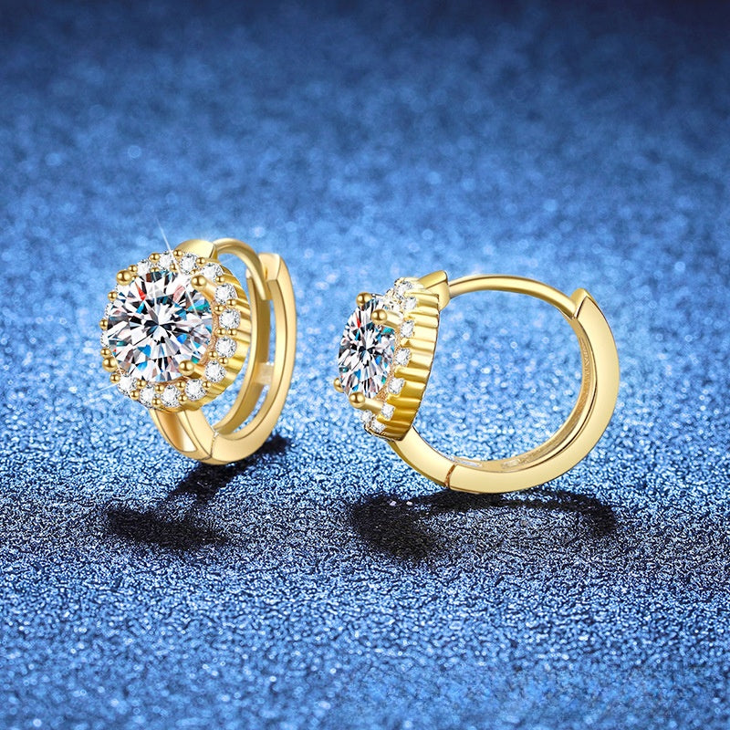 925 Sterling Silver Moissanite High Carbon Diamond Solid Color Earrings