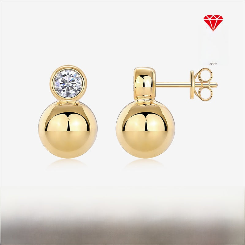 925 Sterling Silver Moissanite Gra Certificate Geometric Ear Studs