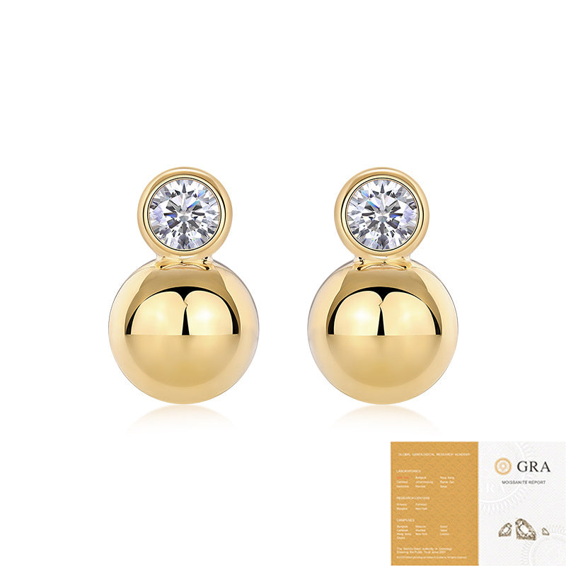 925 Sterling Silver Moissanite Gra Certificate Geometric Ear Studs