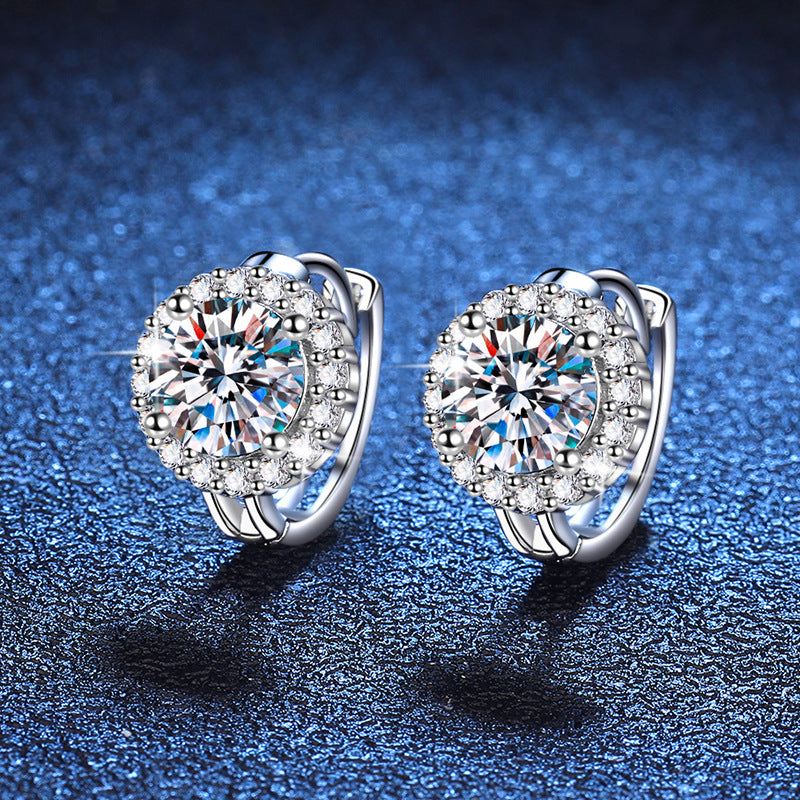 925 Sterling Silver Moissanite High Carbon Diamond Solid Color Earrings