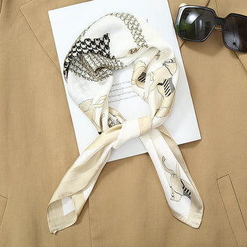 70*70 Striped Silk Scarf Women'S Small Square Scarf Korean Style Versatile Professional Small Scarf Summer Thin Decorative Scarf